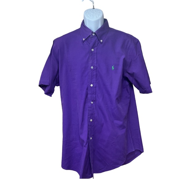 SzL Purple Custom Fit Short Sleeve Button Down Ralph Lauren - Picture 2 of 6